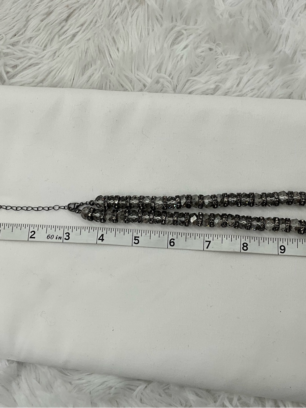 Park Lane Necklace Gunmetal Gray & Smoky Crystal Beaded Rhinestone Adjustable - Picture 5 of 6